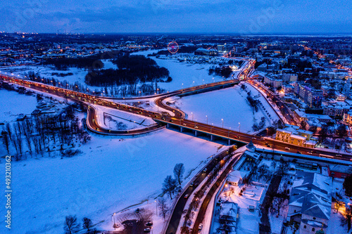 Bridge crossing Kotorosl river at Yaroslavl winter