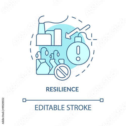 Resilience turquoise concept icon. Sustainable land management abstract idea thin line illustration. Slow land degradation. Isolated outline drawing. Editable stroke. Arial, Myriad Pro-Bold fonts used