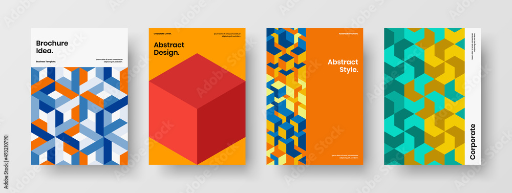 Trendy company identity A4 vector design template collection. Unique geometric pattern presentation illustration bundle. Trendy company identity A4 vector design template collection. Unique geometric pattern presentation illustration bundle.