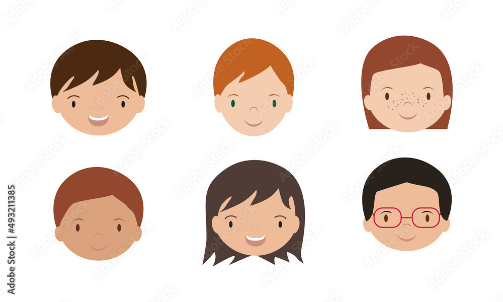 simple vector illustration smiling children faces simple vector illustration smiling children faces