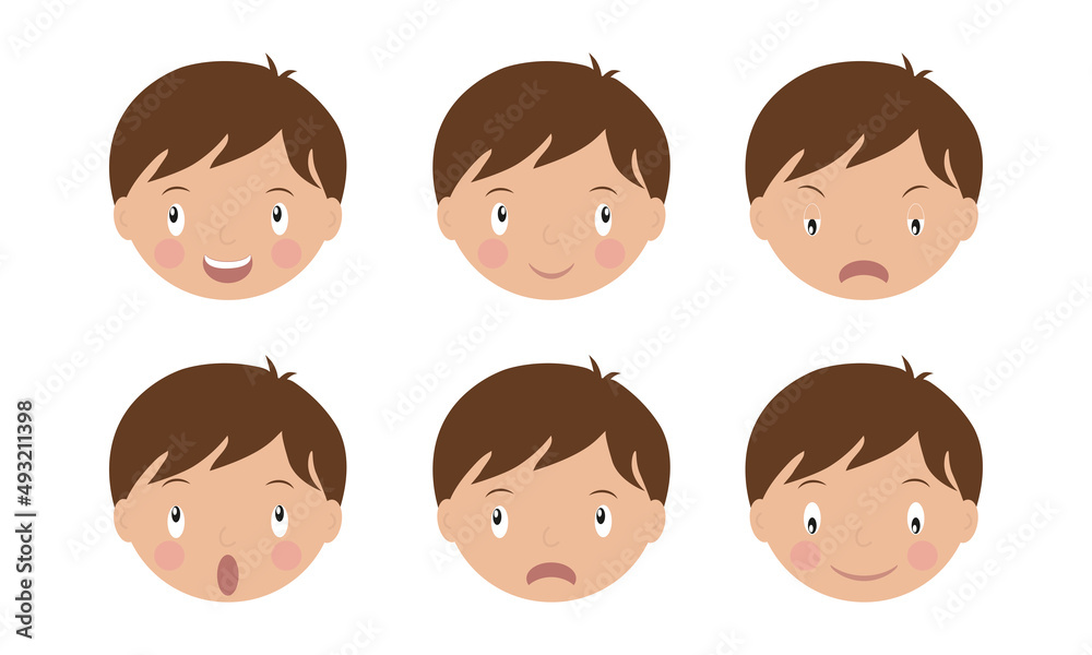 simple vector illustration boy with emotions