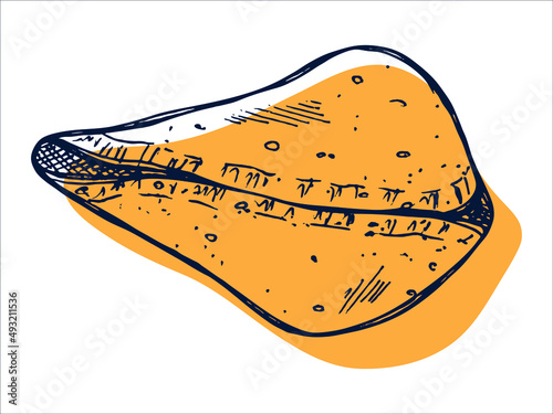 Vector hand drawn chinese fortune cookies isolated on white backgrounds. Food illustration. Crisp cookie with a blank piece of paper inside. For print, web, design, decor, logo.
