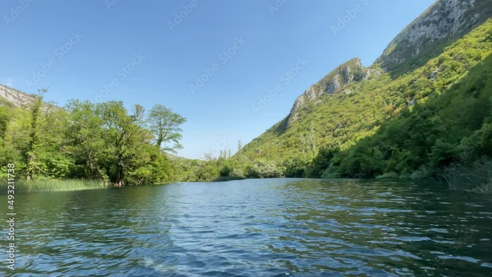 Crystal clear river Cetina in Croatia front view fps Crystal clear river Cetina in Croatia front view fps