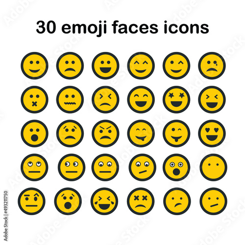 Face emojis icon simple round set