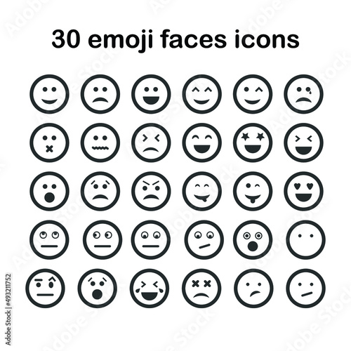 Face emojis icon simple round set