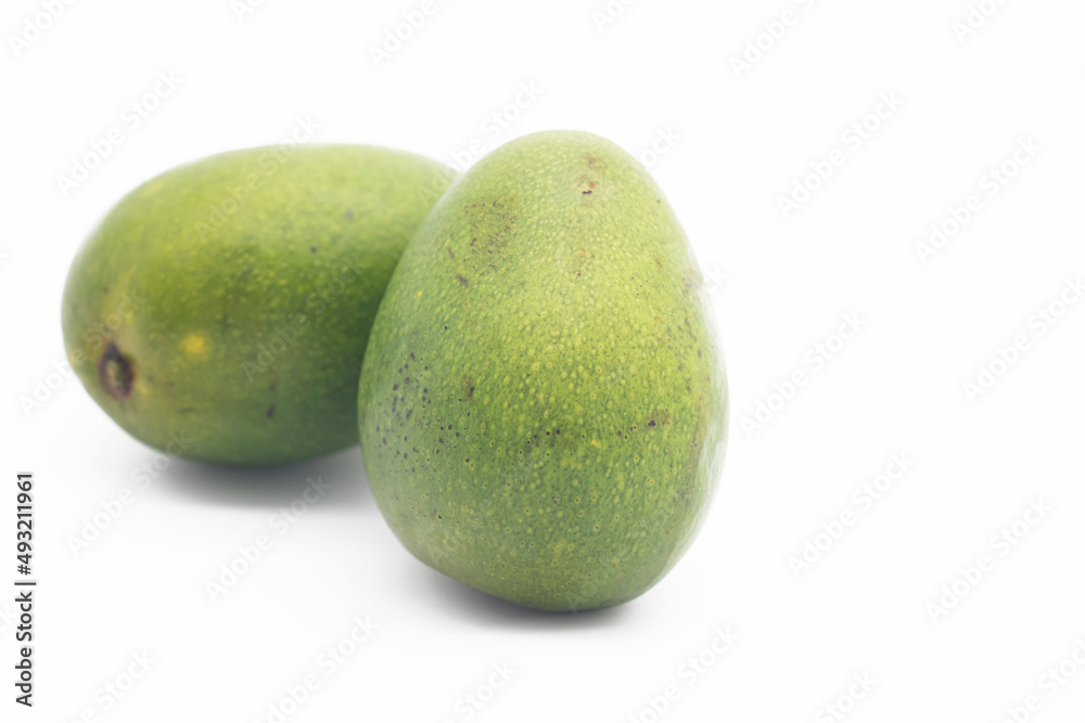 fresh ripe green mango over on white background, sweet mango fresh ripe green mango over on white background, sweet mango