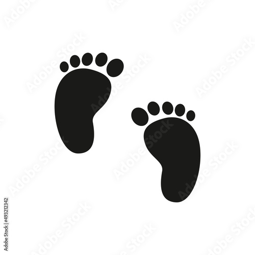 Vector icon baby footprints isolated on white background. Vector illustration.