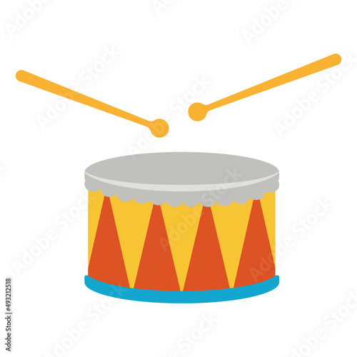 Flat icon baby drum isolated on white background. Vector illustration.