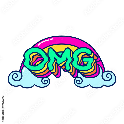 omg writing vector with rainbow concept