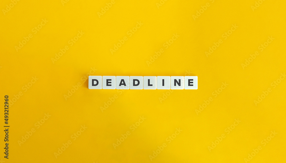 Deadline Word on Letter Tiles on Yellow Background. Minimal Aesthetics. Deadline Word on Letter Tiles on Yellow Background. Minimal Aesthetics.