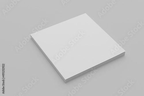 Soft cover square brochure, magazine, book or catalog mock up isolated on gray background.