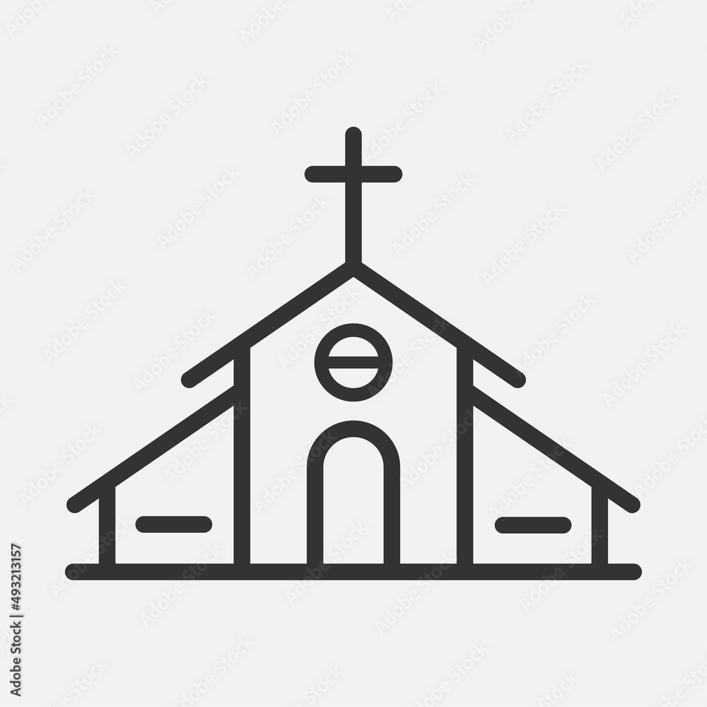 Church building icon isolated flat design vector illustration. Church building icon isolated flat design vector illustration.