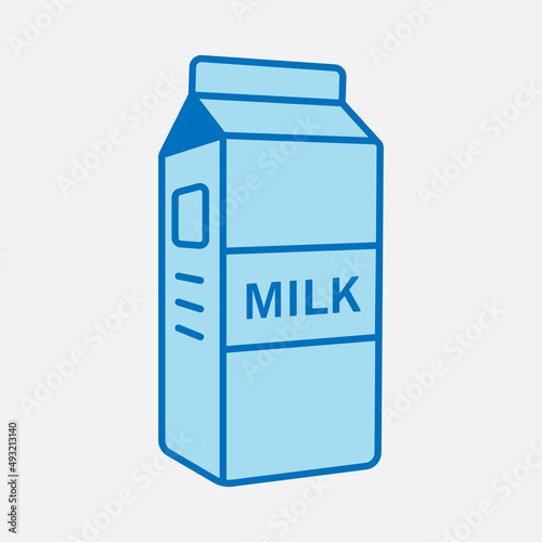 Blue color milk package icon isolated flat design vector illustration.