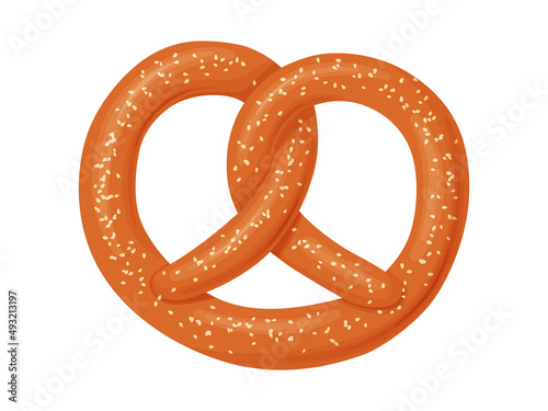 Pretzel. Appetizing Bavarian bakery. Bread tasty products.