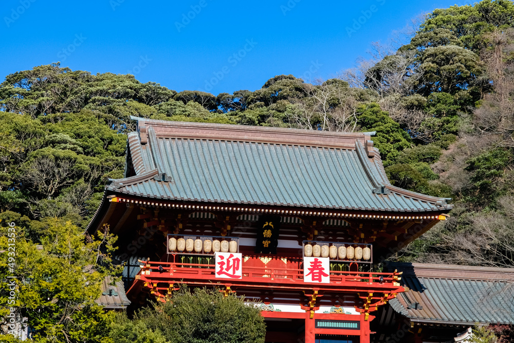Fototapeta premium 神奈川県鎌倉市 正月の鶴岡八幡宮