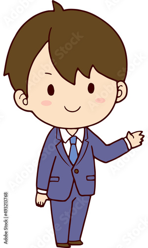案内をする笑顔のビジネスマン