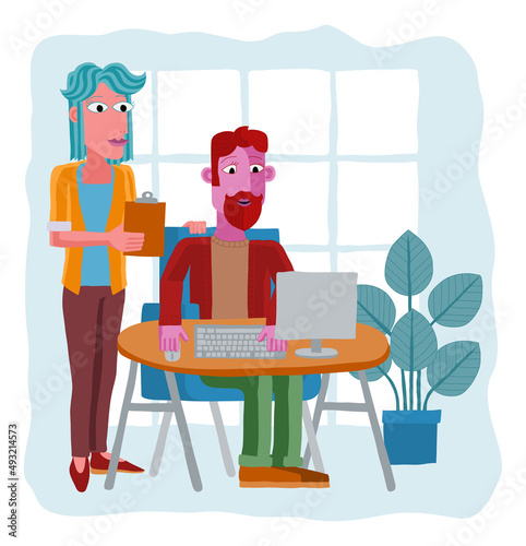 People Working Business Illustration Office Scene