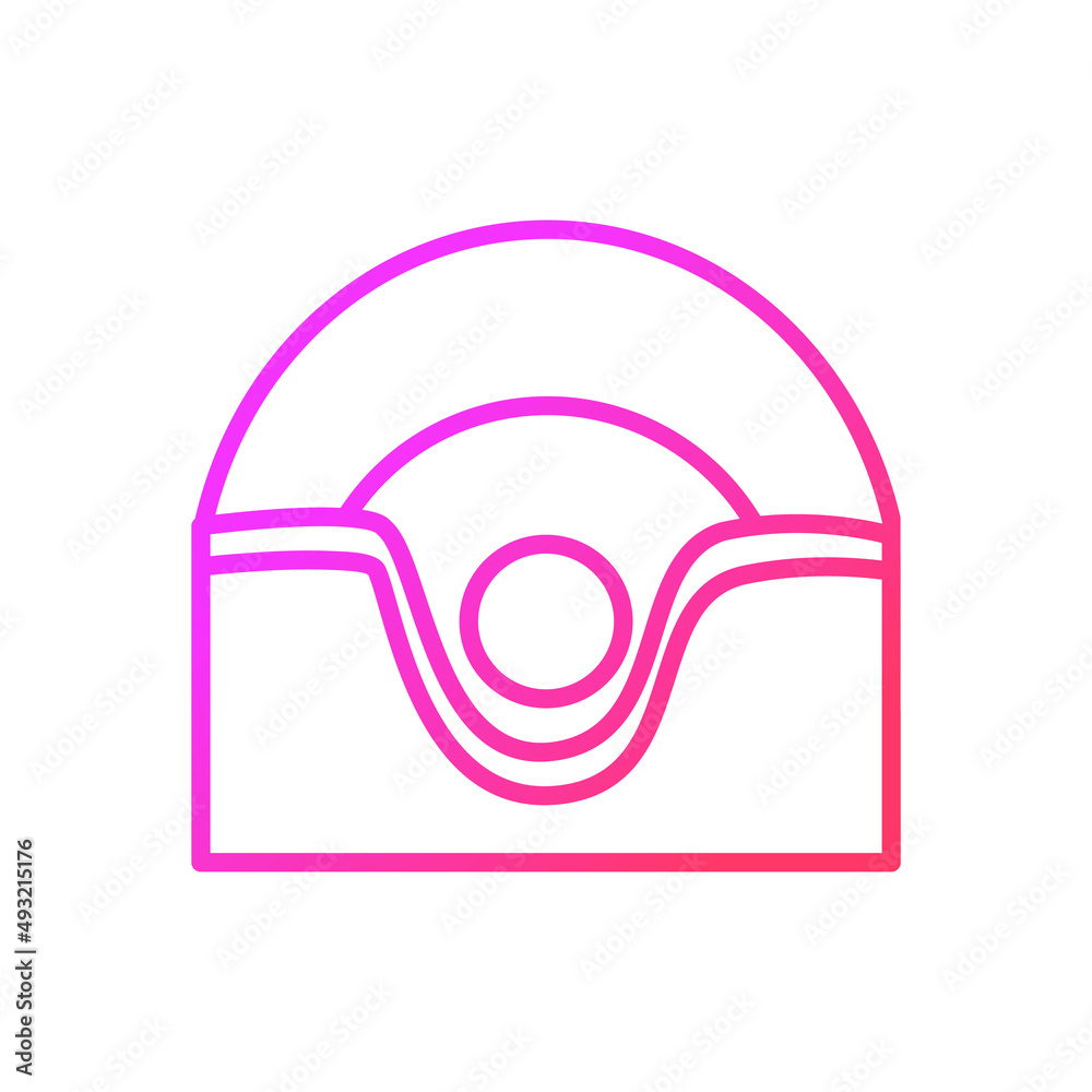 Tool for facial cleansing gradient linear vector icon. Skin care procedures appliance. Massager and exfoliator. Thin line color symbol. Modern style pictogram. Vector isolated outline drawing