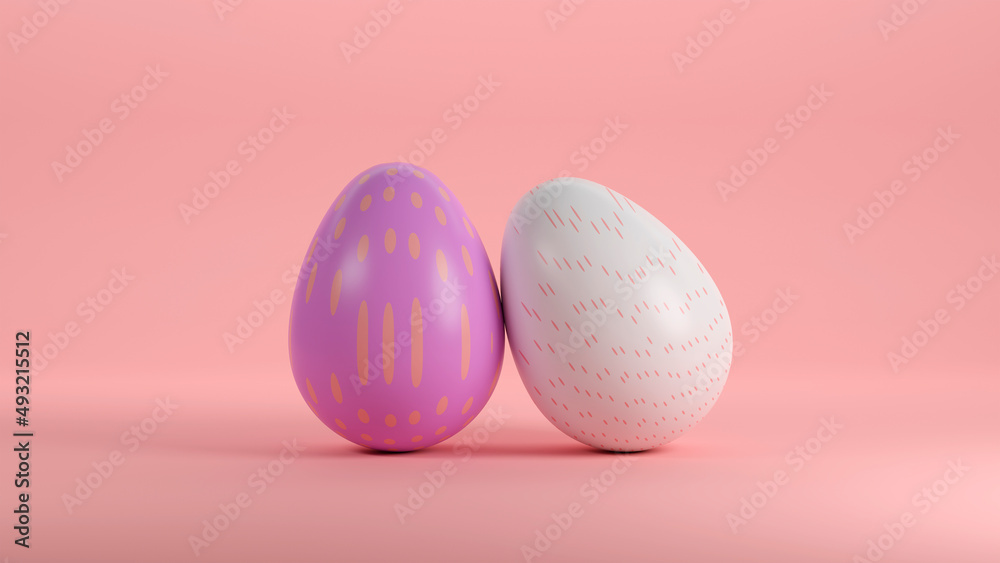 Easter eggs isolated on pink background. 3d illustration Easter eggs isolated on pink background. 3d illustration