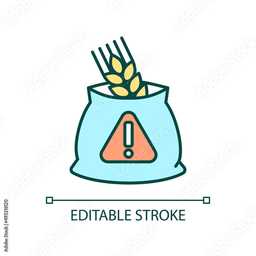Agricultural diseases RGB color icon. Wheat damage and loss. Plant illness. Crops infection. Isolated vector illustration. Simple filled line drawing. Editable stroke. Arial font used