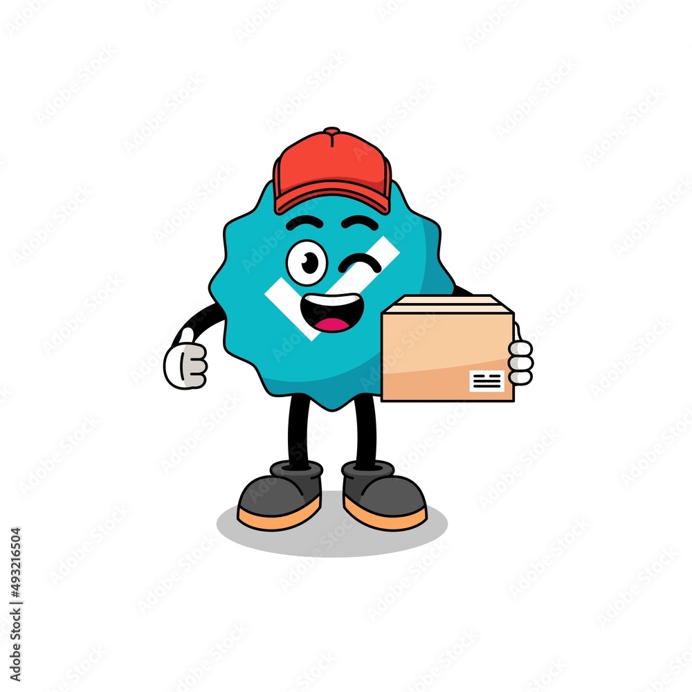 verified sign mascot cartoon as an courier
