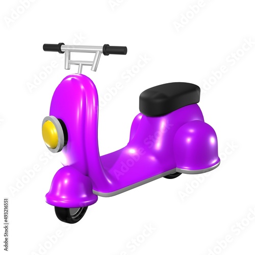 3D purple classic scooter photo