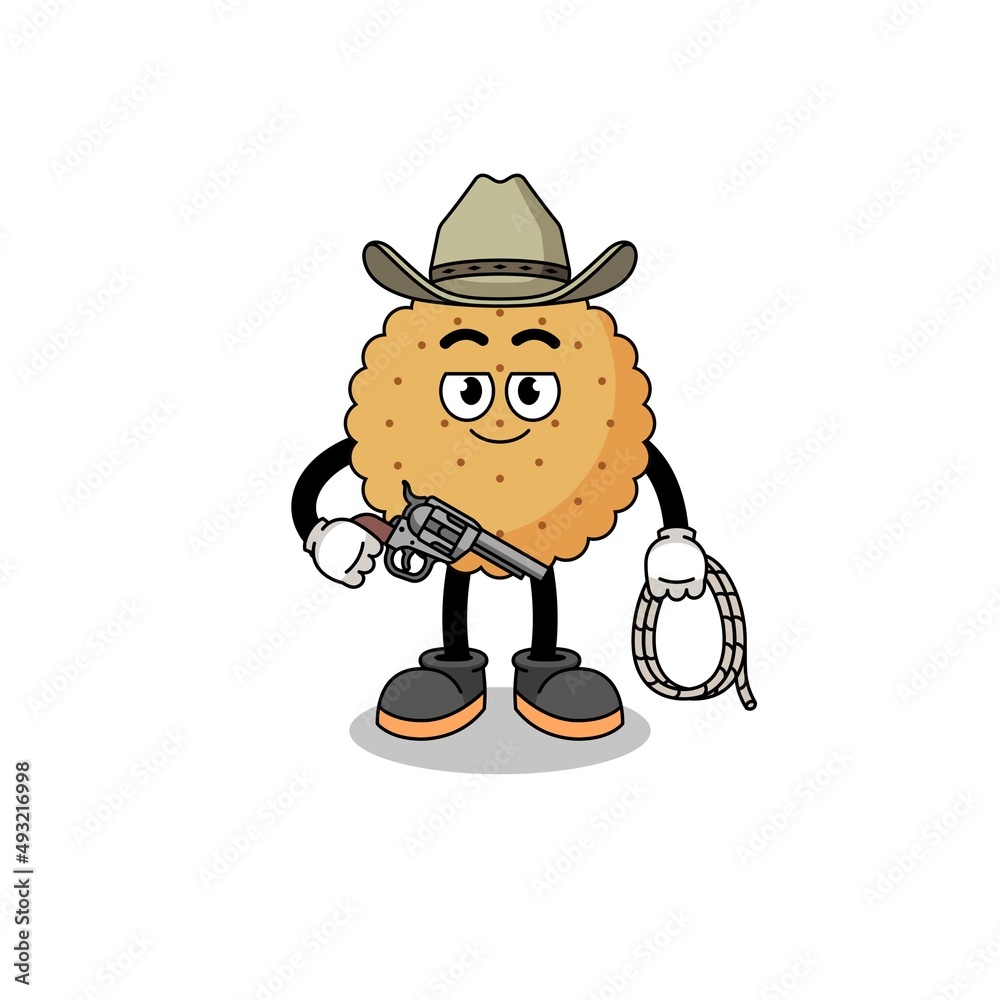 Character mascot of biscuit round as a cowboy Character mascot of biscuit round as a cowboy