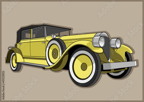 Retro Style Car Poster. 1920s Art Deco Style Illustration