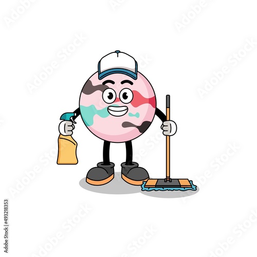 Character mascot of bath bomb as a cleaning services