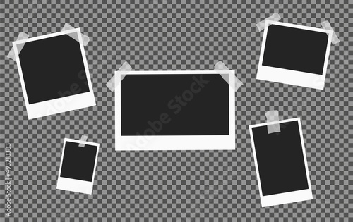 Polaroid frames sticked to the transparent background 