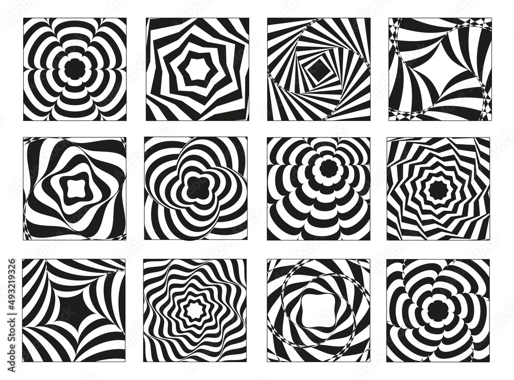 Ταπετσαρία Set of Black and White Opt Art Background.