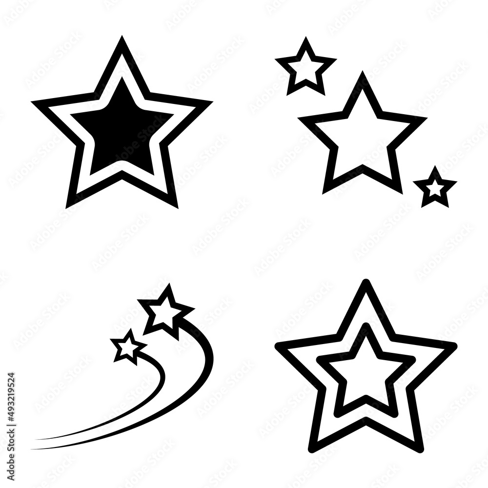 Stars1-2starfall Flat Icon Set Isolated On White Background Stars1-2starfall Flat Icon Set Isolated On White Background