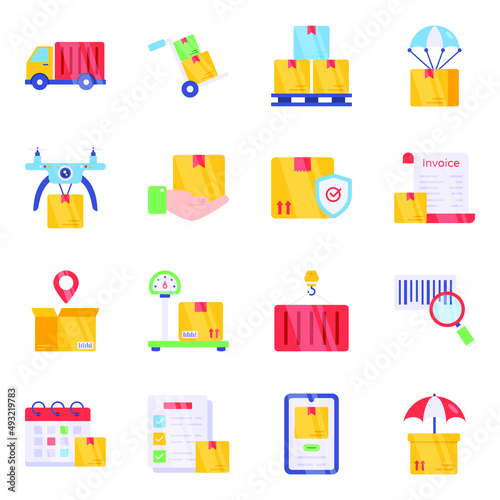 Pack of Logistic Flat Icons

