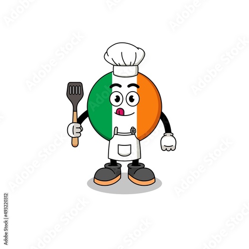 Mascot Illustration of ireland flag chef