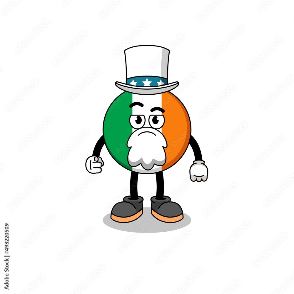 Illustration of ireland flag cartoon with i want you gesture