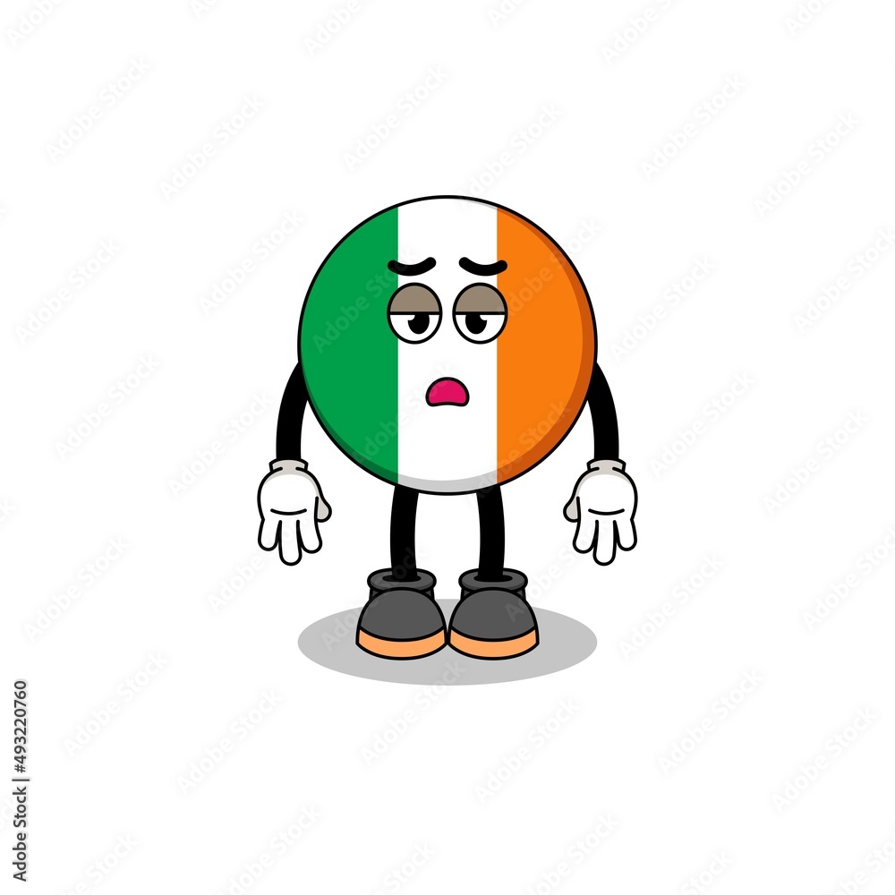 ireland flag cartoon with fatigue gesture ireland flag cartoon with fatigue gesture