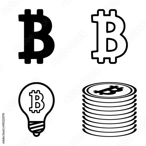 Bitcoins1-2 Flat Icon Set Isolated On White Background