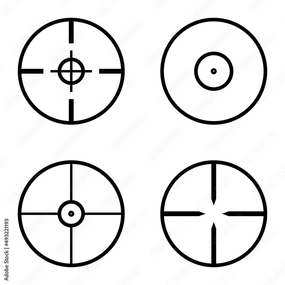 Crosshairs Flat Icon Set Isolated On White Background Crosshairs Flat Icon Set Isolated On White Background