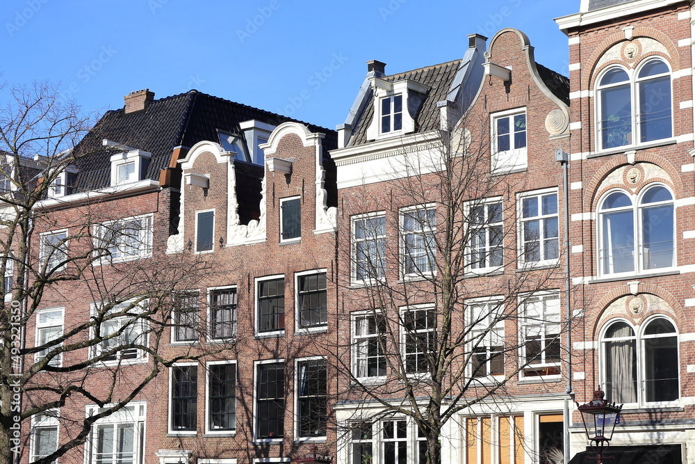 Obraz premium Amsterdam Keizersgracht Historic Brick House Facades View, Netherlands