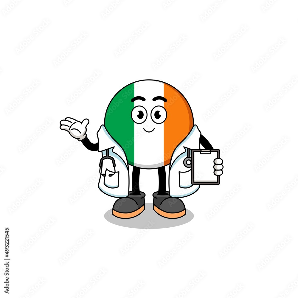 Cartoon mascot of ireland flag doctor