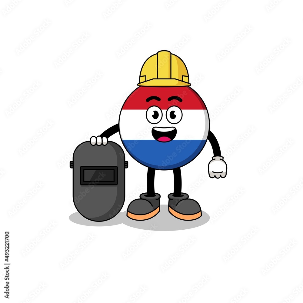 Mascot of netherlands flag as a welder Mascot of netherlands flag as a welder