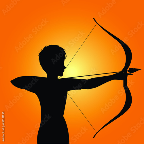 Archer Silhouette Vector Illustration for war scenes