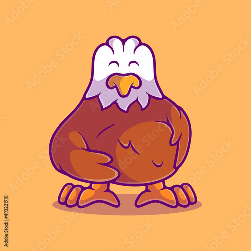 cute fat eagle illustration suitable for mascot sticker and t-shirt design
