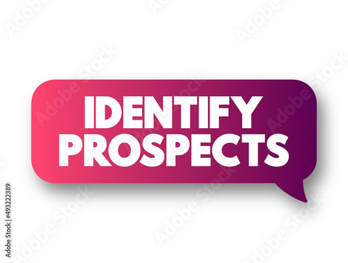Identify Prospects - searching for potential customers and deciding whether they have the ability and desire to make a purchase, text concept message bubble