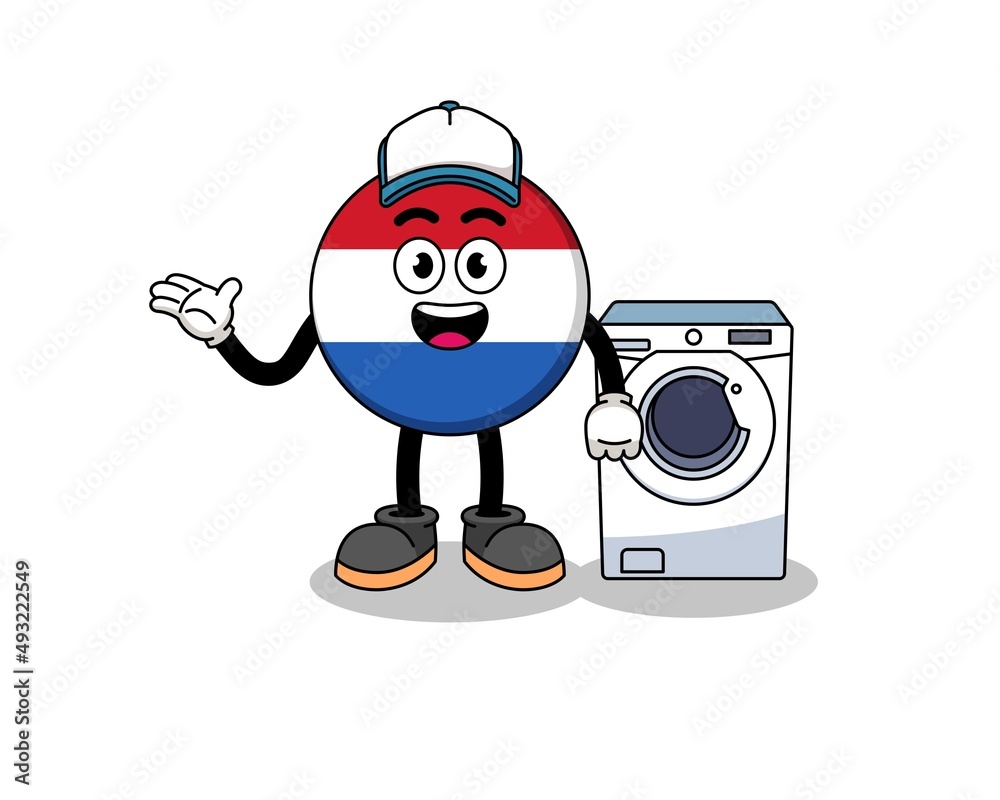 netherlands flag illustration as a laundry man