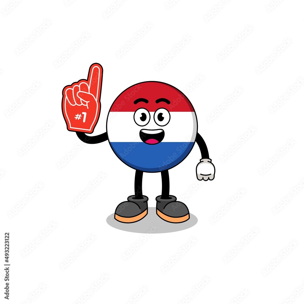 Cartoon mascot of netherlands flag number 1 fans Cartoon mascot of netherlands flag number 1 fans