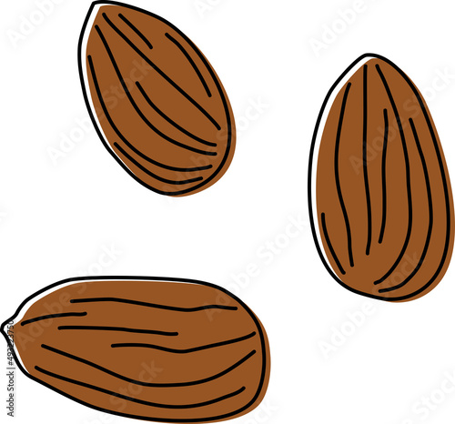 アーモンド3粒_線画ずらした塗り