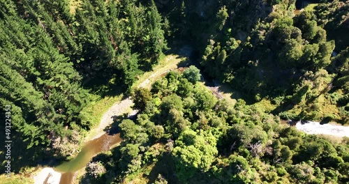 Flying through steep ravine Mangawharariki River Mangaweka - New Zealand photo