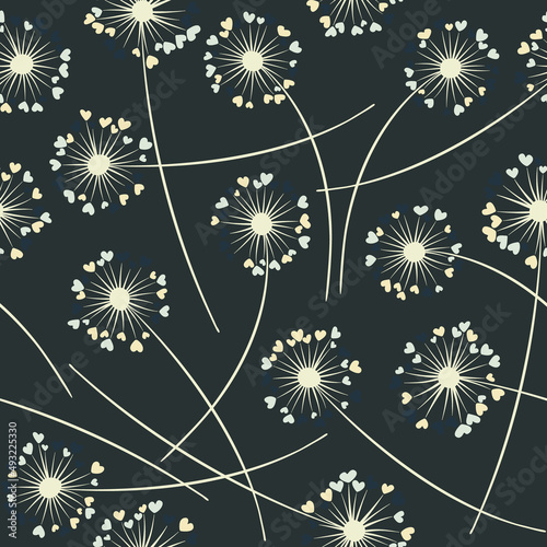 Dandelion blowing vector floral seamless pattern.