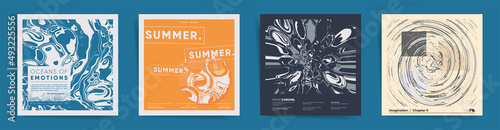 Abstract square design template for social media posts, album covers, posters and presentations, event card and decorative backgrounds. Vector set of summer event layouts. 